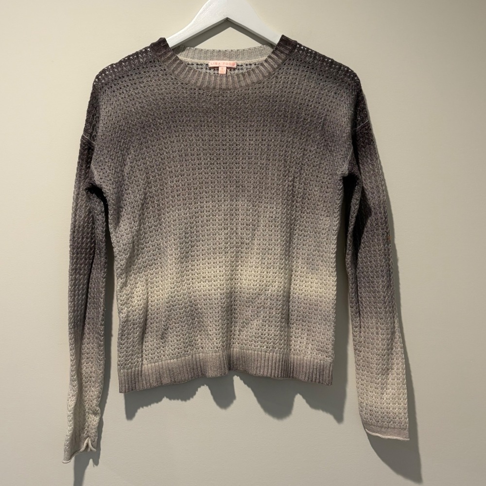 Lisa Todd Womens Grey Ombre Open Weave Merino Wool Blend Sweater Size S